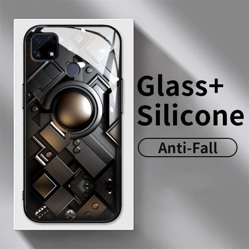 Casing Kaca Keras For Realme C25 C25s C25Y C30 C30s C31 C33 2022 2023 C35 C53 C55 C67 4G Casing Sili