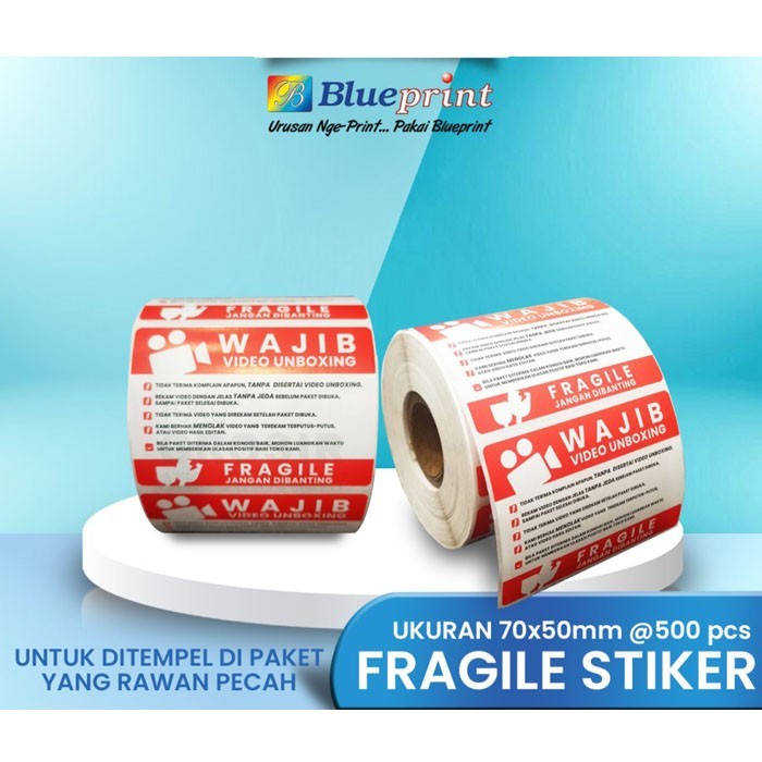 

Blueprint Label Stiker Semi Coated Sticker Unboxing Fragile 70x50 mm 500 Pcs