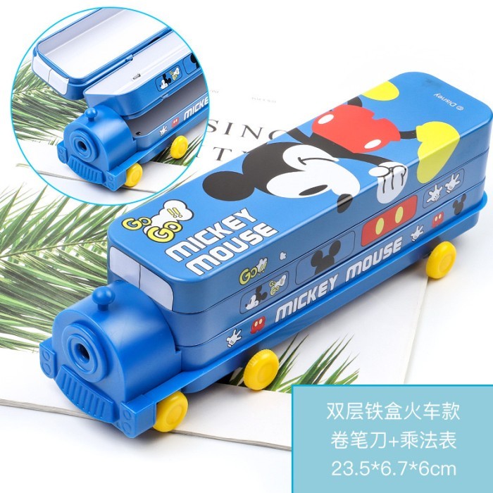 

[New]Best Seller Tempat Pensil Kaleng Case Pencil Kereta Karakter TOYSFORHOME - Micky Biru