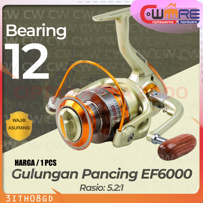 Gulungan Pancing Yumoshi EF6000 Fishing Spinning Reel 12 Ball Bearing - BDB CwNs CwH2