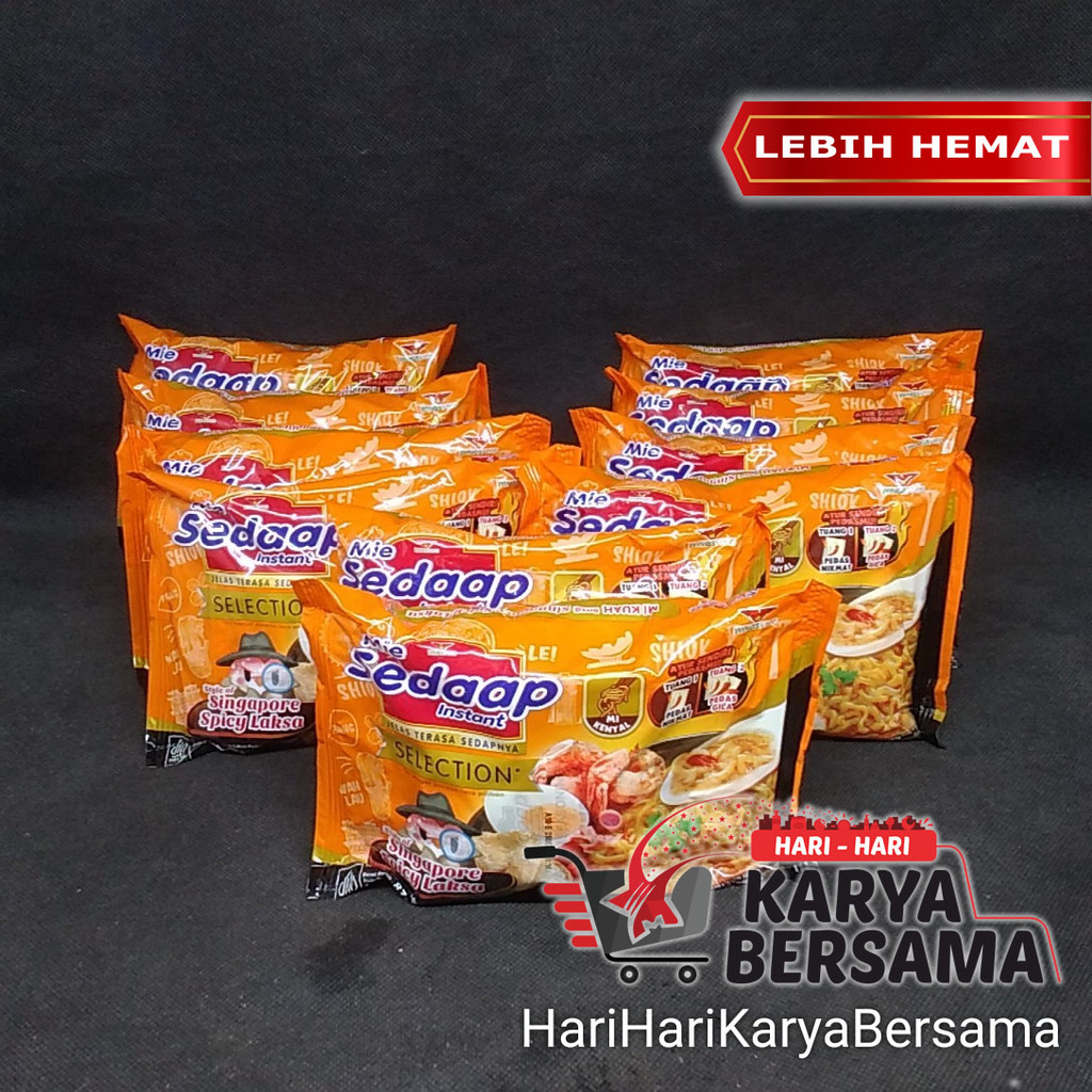 

MIE SEDAAP SELECTION SINGAPORE SPICY LAKSA PER-PACK ISI 10'S X 83GR