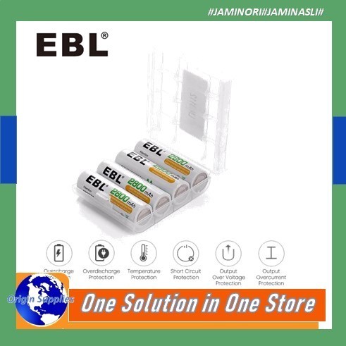 Baterai AA Rechargeable Recharge 4pcs 2800mAh EBL Case Eneloop