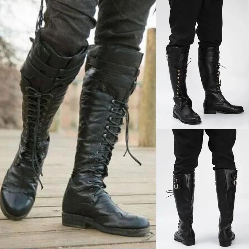 Men Long Boots Cowboy Western Boots Retro Long Classic Men Long Western Vintage Male Boots Knee High