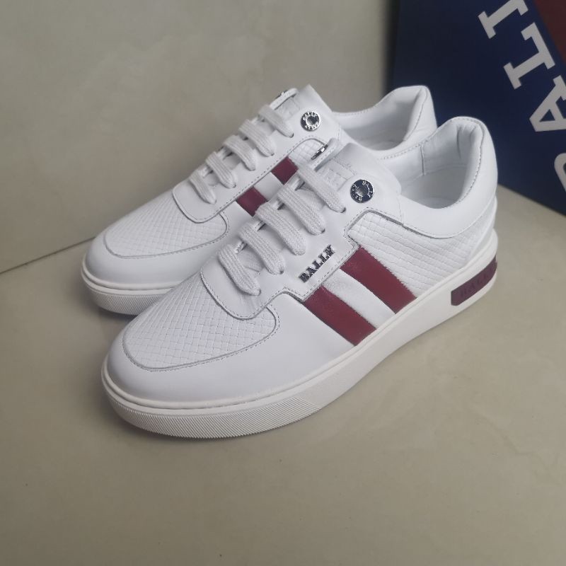 Sepatu pria sneaker putih cowok bally men shoes strip mewah