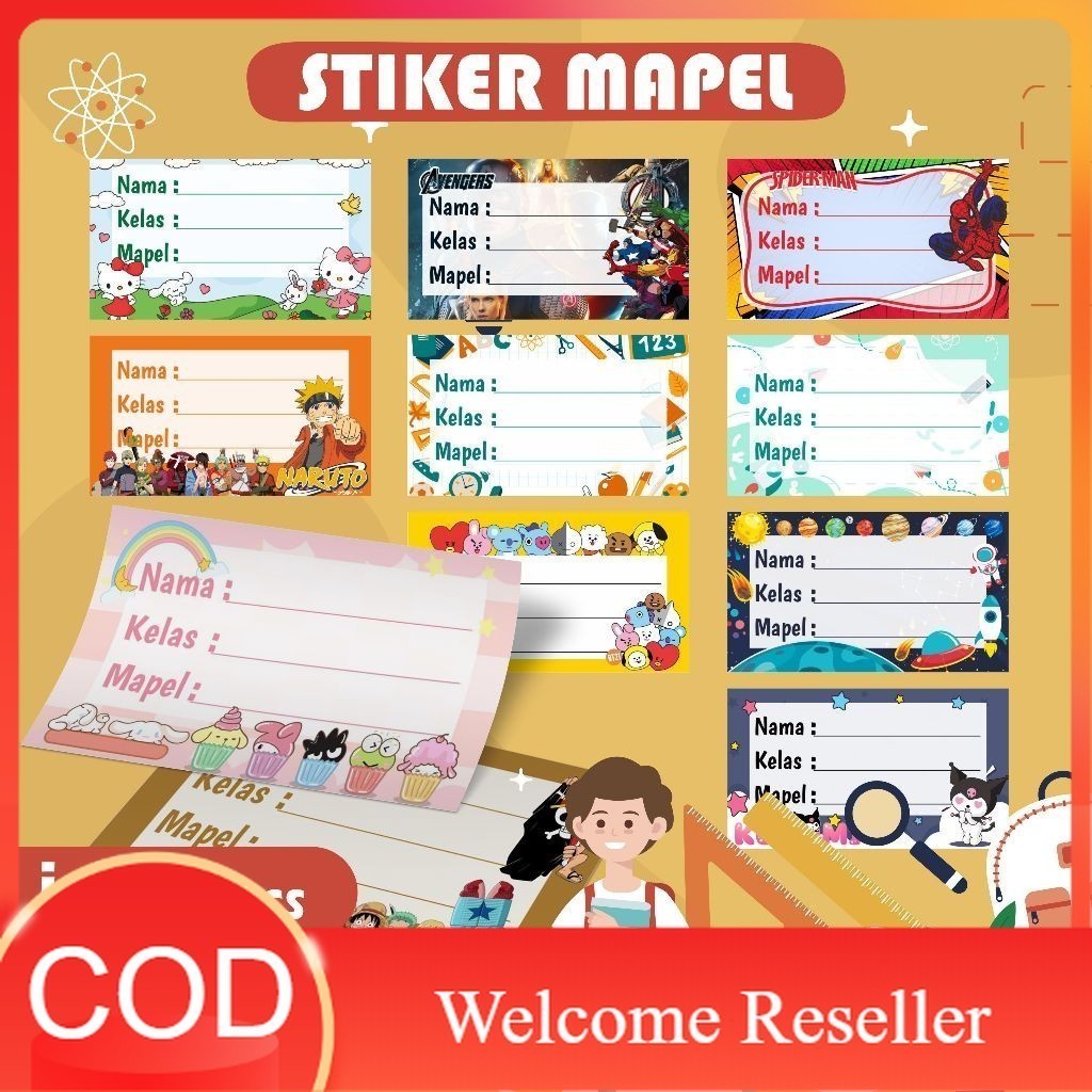 

Cetak Kilat - - 20 Stiker Mapel - Label Buku Pelajaran Sekolah - Stiker mata pelajaran