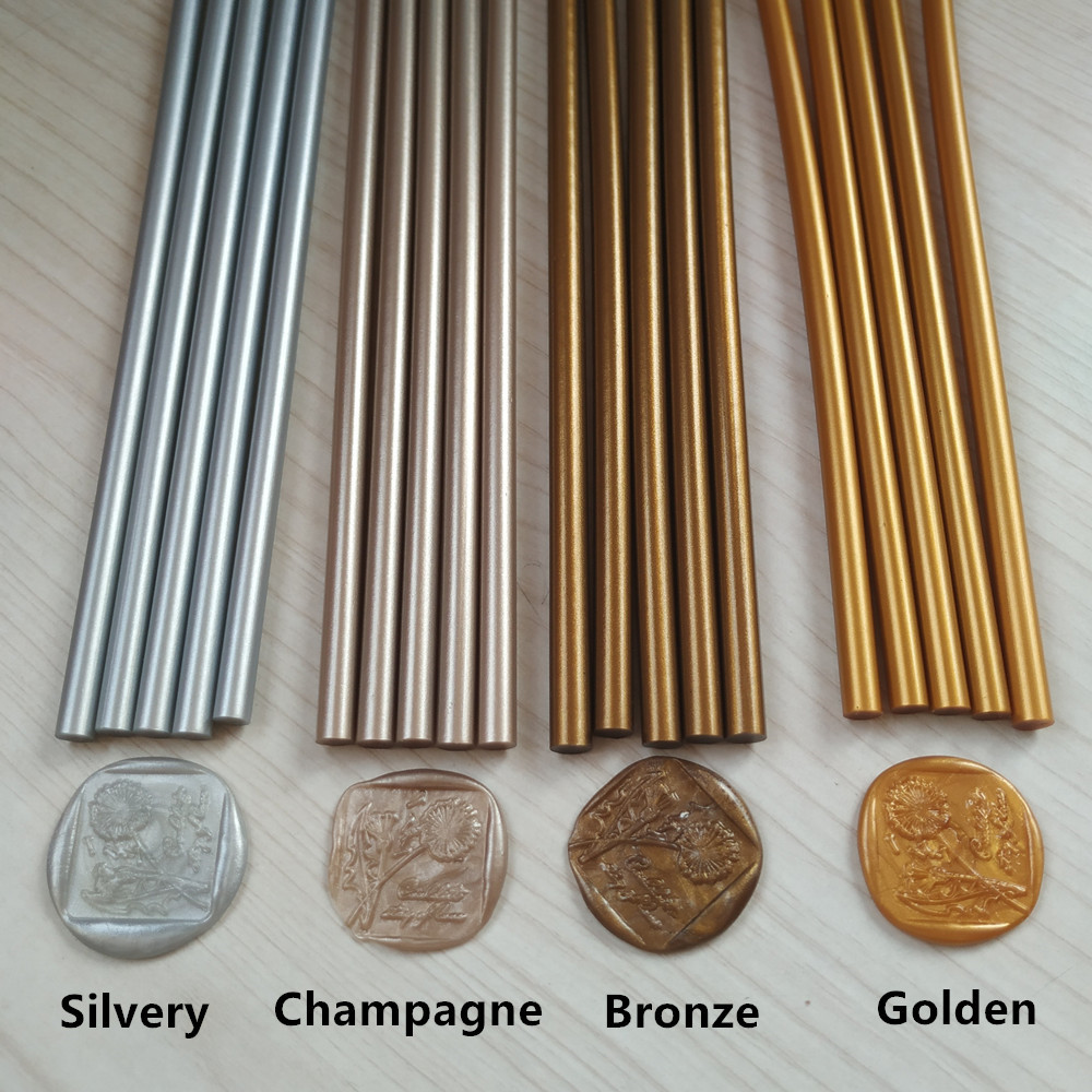 

20Pcs/Lot Antique metal color Hot melt glue sticks Silicone bars for gun Golden/Silvery/Champagne/Bronze hot glue DIY wax seal
