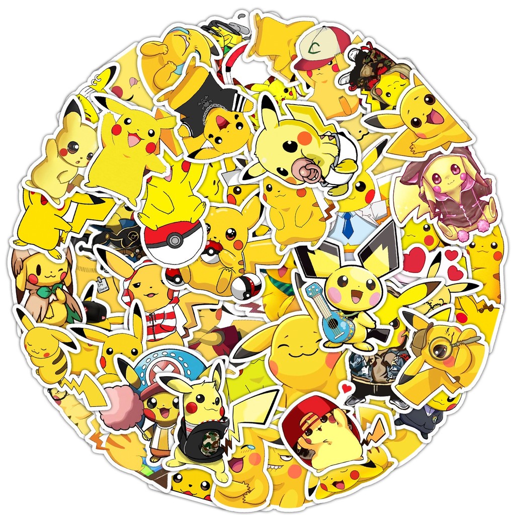 

50 Pcs Sticker Pokemon Vinyl Waterproof untuk Tempelan Laptop Tumbler HP Koper DIY [22]