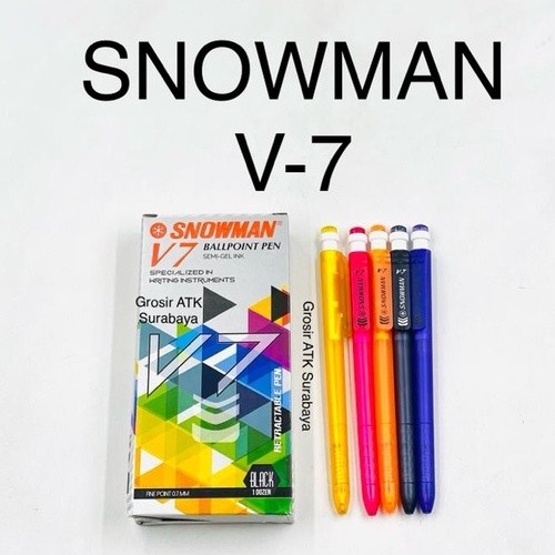 

( StaLand ) BOLPEN SNOWMAN V-7 / Pulpen Bolpoin Snowman V7 V 7 V-7 0.7 mm