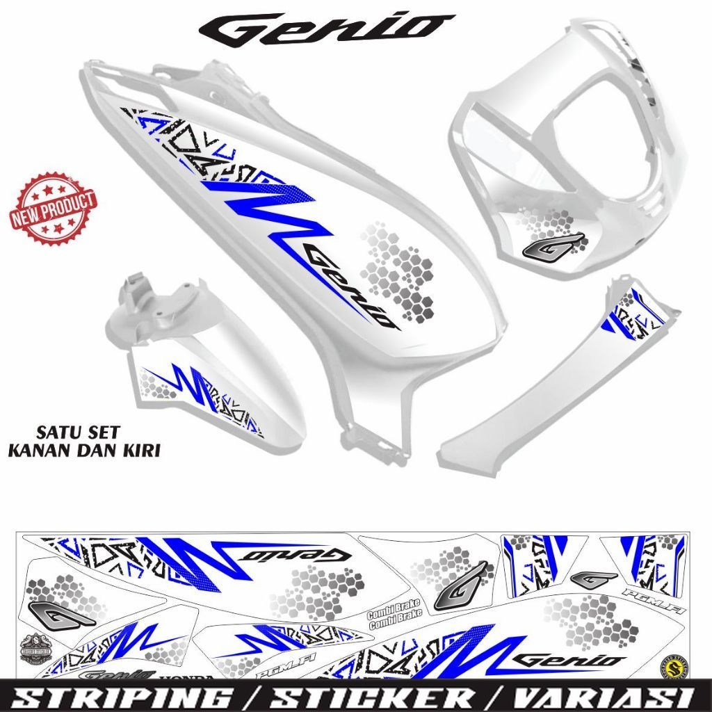 STRIPING VARIASI GENIO / STIKER MOTIF TERLARIS MOTOR GENIO STIKER STRIPING simple variasi