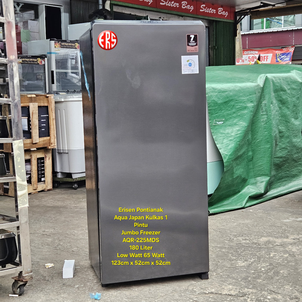 AQUA JAPAN KULKAS 1 PINTU AQR-D225MDS 180 LITER LOW WATT 65 WATT HEMAT LISTRIK SUPER JUMBO FREEZER