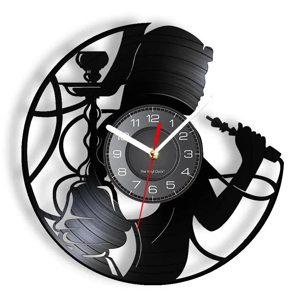 Hookah Lounge Vinyl Record Wall Clock Smoking Wall Art Man Cave Decor Watch Shisha Vinyl Disk Crafts