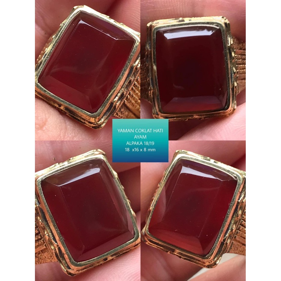 Cincin Batu Akik Motif Gambar Red Baron Yaman Ahmar Merah Unik Antik 3