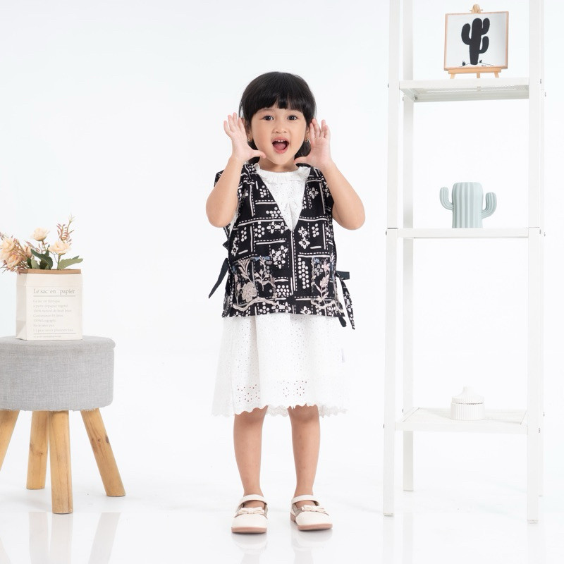 Delova Kids - VEST BATIK Rompi Casual Katun Lace Renda Tille Atasan Kondangan Lebaran Pesta Perempuan Outer Anak