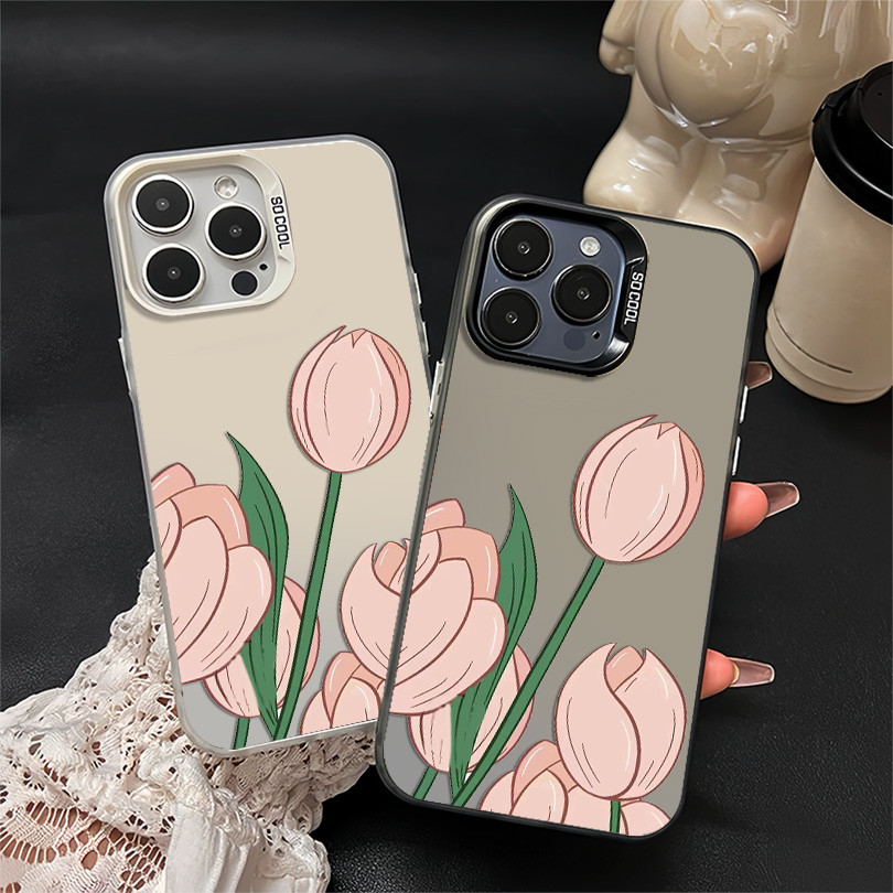 Casing Bunga Tumbuh Warna Pink HP VIVO Y91C Y20 Y32 Y16 Y95 Y36 Y78 Y55 Y15 Casing VIVO S16 S17 S16E