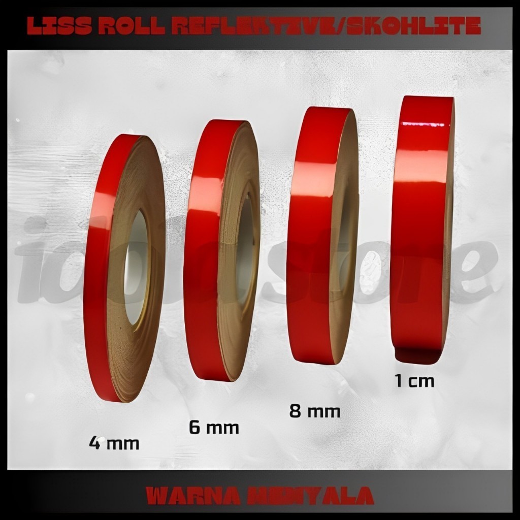 Sticker Stiker Sticker List Velg Roll Gulung Motor Mobil variasi Stiker Vlag Motor Merah