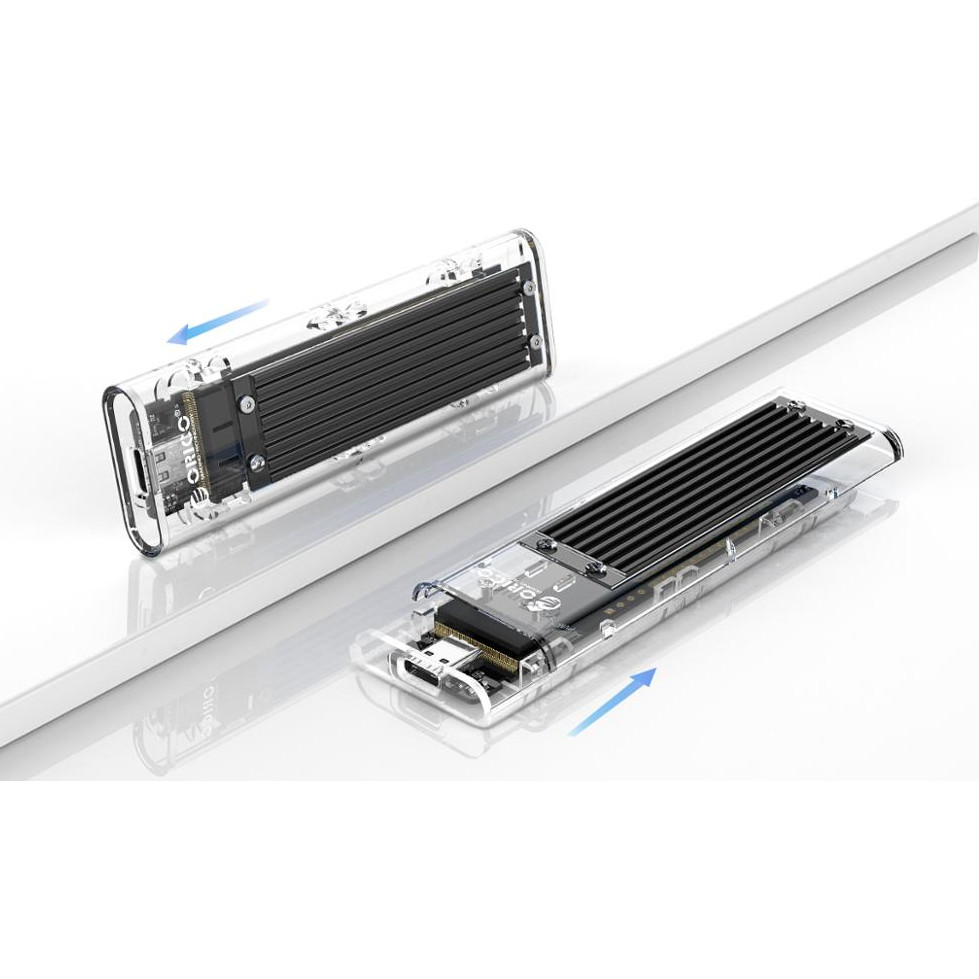 M.2 NVME SSD Enclosure USB A to Type C Transparent Hard Drive Enclosure for NVME SATA Dual Protocol 