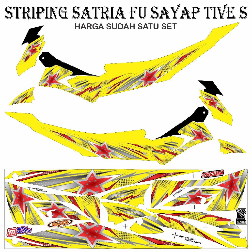 STRIPING STICKER VARIASI SATRIA FU SAYAP TIVE S MOTIF BINTANG