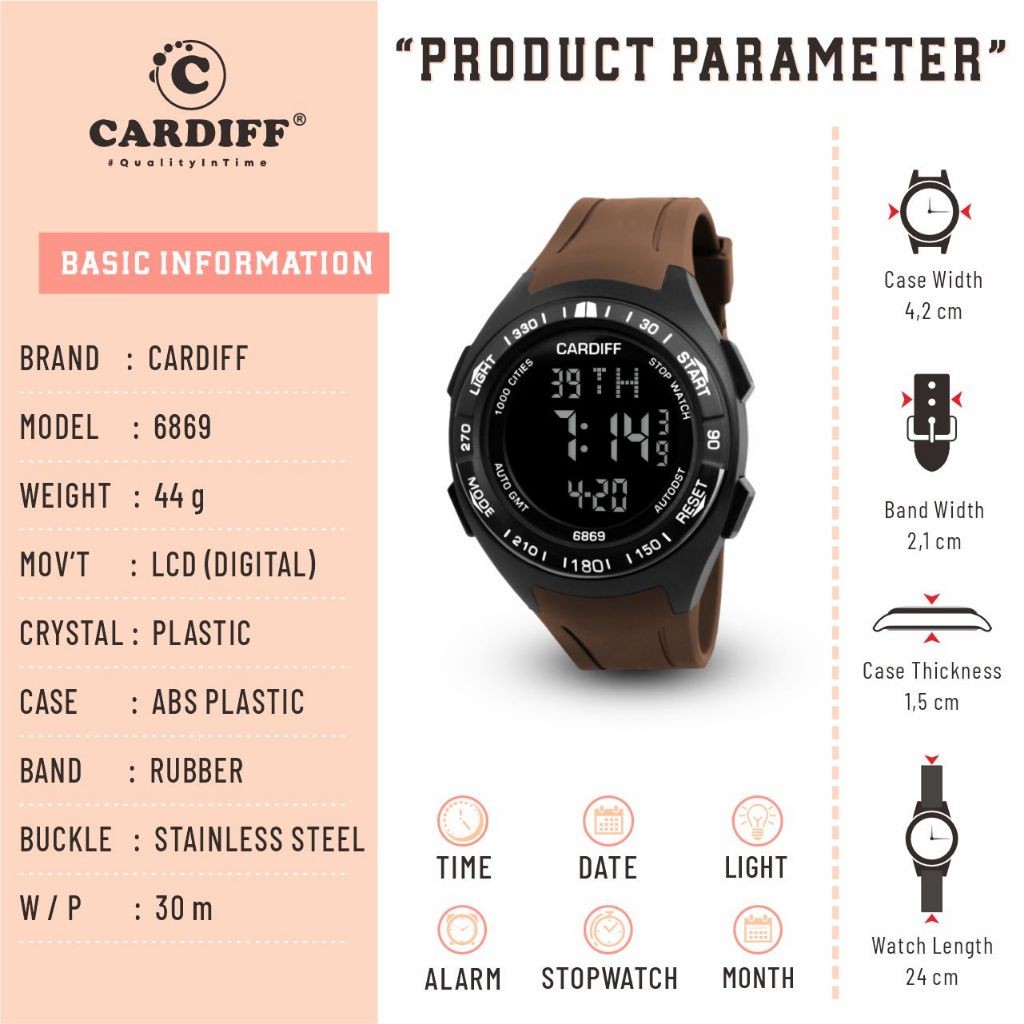 CARDIFF LCD 6869 Digital Water Resist Watch Best Seller