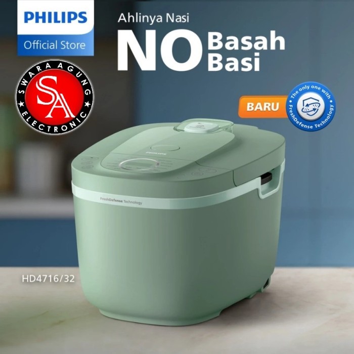 Rice Cooker Digital 1.8 Liter Philips Type : HD-4716 - Fresh Defense - Green ( MEDAN )