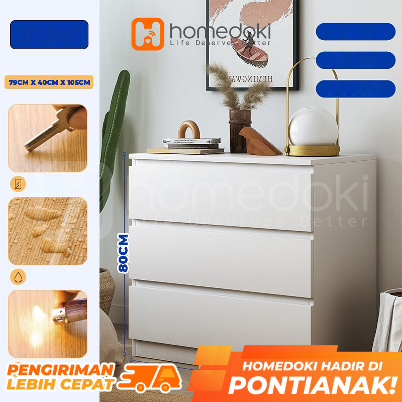 Lemari Putih Minimalis / Lemari Laci / Lemari Baju Minimalis / Lemari Serbaguna / Lemari Susun Kayu