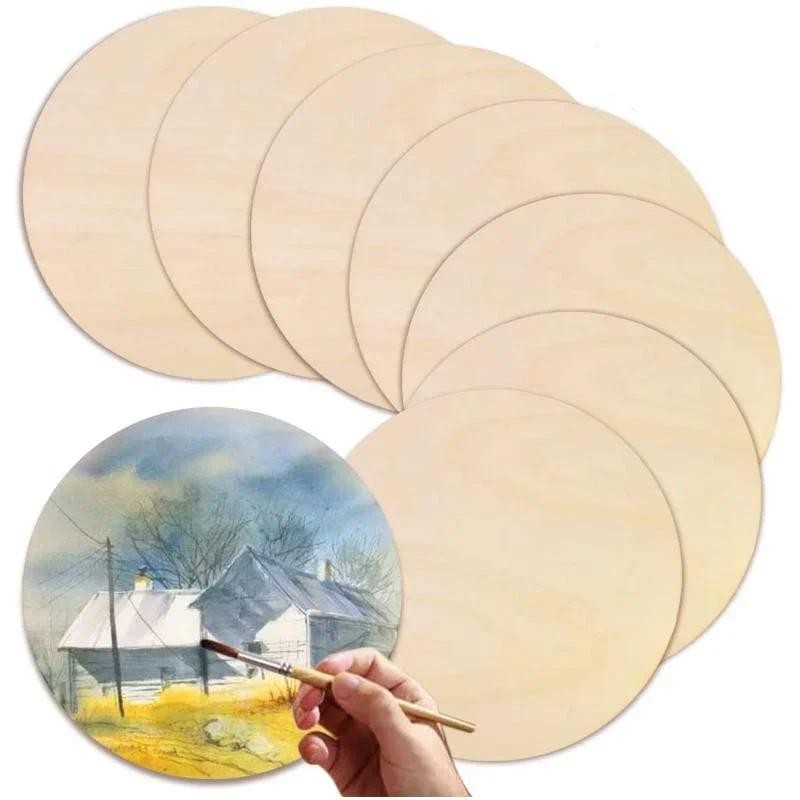 

5-30CM Natural Unfinished Round Wood Slices Circles Discs for DIY Craft Kids Christmas Painting Toys Ornament Decor