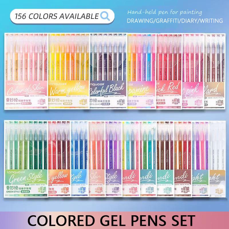 

9 Pcs/Set Colored Painting Gel Pens Large Capacity Multi-Color Ink Art Marker Liner for Students Drawing Painting Handbook Pen