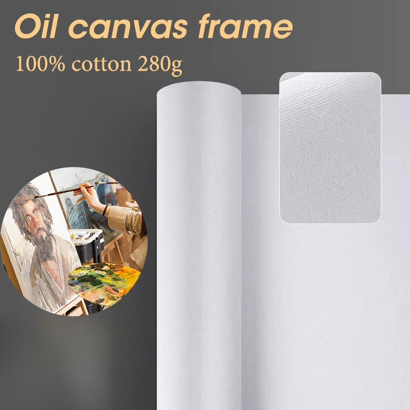 

5m White Canvas Roll 280g Cotton Beginners Practice Painting for Oil Painting Acrylic Pigments 27/37/47/57cm Wide Art Supplies