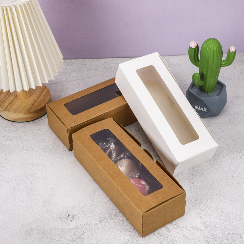 

10/30/50 Pcs Kraft Paper Packaging Boxes Transparent Window Candy Baking Cake Box For Wedding Birthday Party Gift Box
