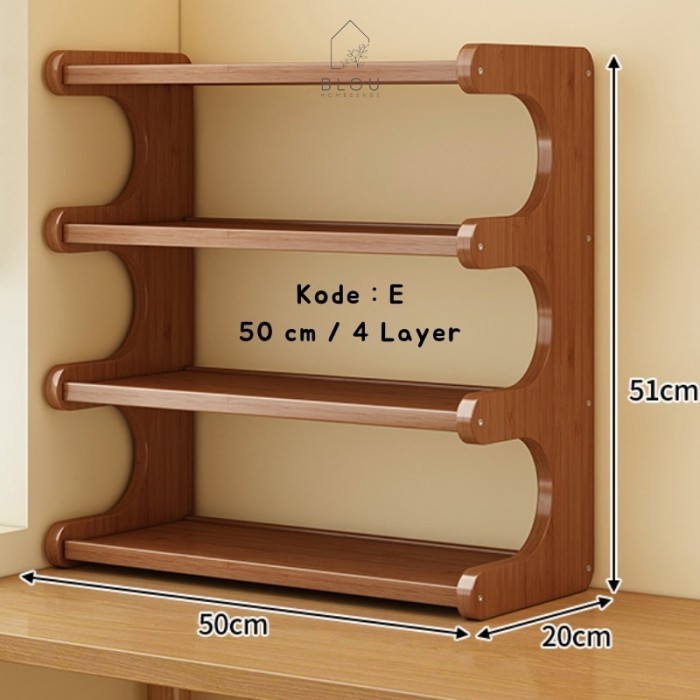 Blou Rak Kayu Aesthetic Estetik Kitchen rack seasoning storage rack rak kayu bambu gelas bumbu dapur