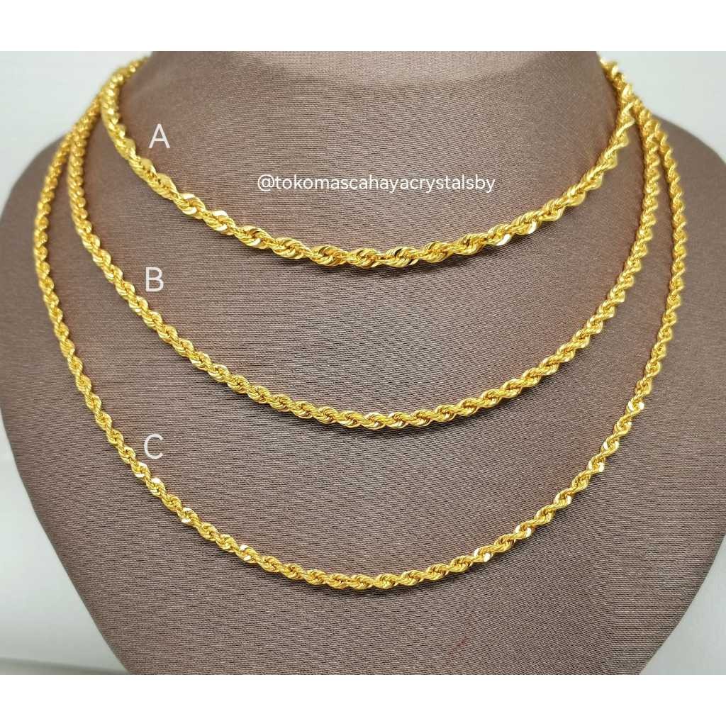 Kalung Emas Kuning Polos Tambang / Plintir / Korea Emas kadar 16k 70% 700 - Gold Necklace