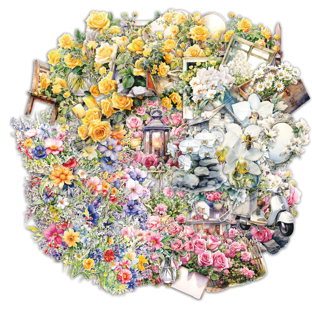 

6 Style 20pcs Garden Bouquet Landscape PET Stickers DIY Handmade Materials Scrapbook Background Decoration Aesthetics Stationery