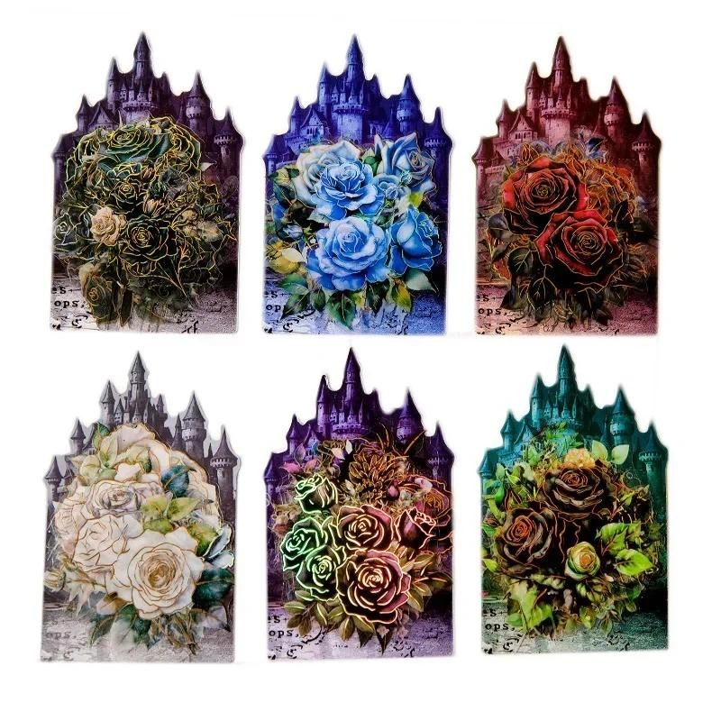 

10Sheets Sticker pack Shadow Night Rose Flower PET Supplies handbook decoration materials Stationery Scrapbook cut 155*83mm