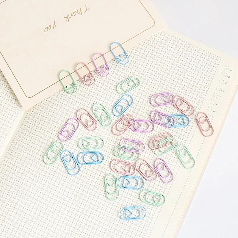 

50pcs Mini Love Heart Paper Clips Macaron Color Photo Tickets Holder Binder Clips Notebook Planner Bookmarks Office Supplies