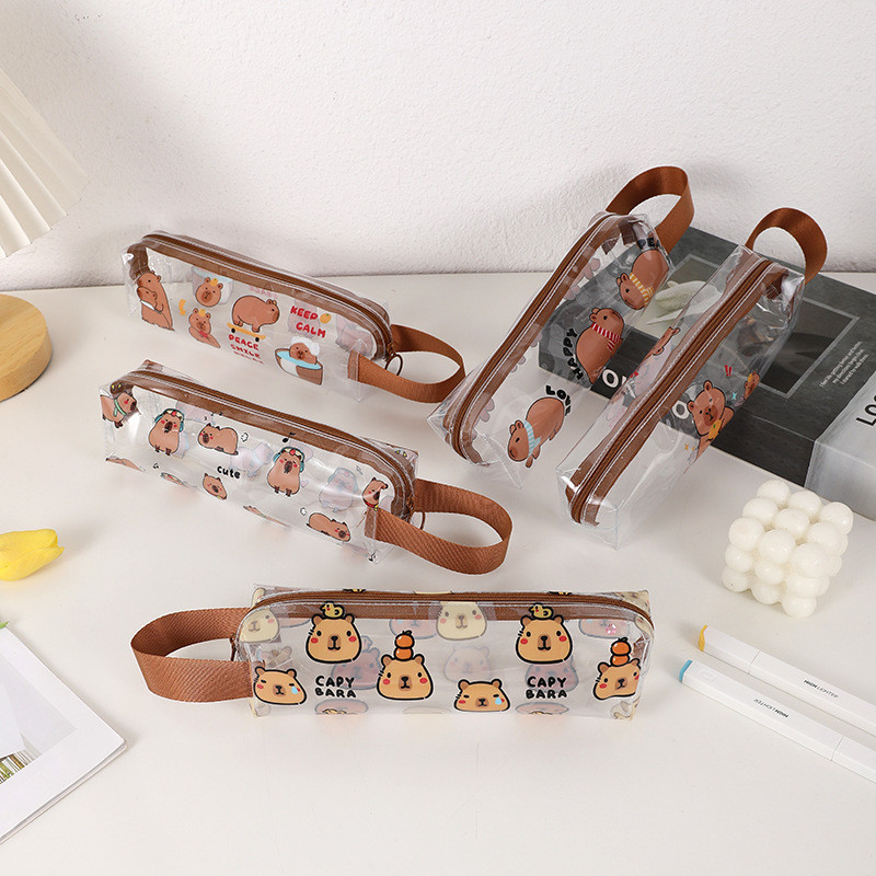

1 animal pattern transparent pencil case, beautiful and cute large-capacity study stationery storage bag,fashion stationery gift