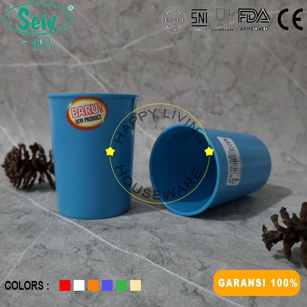 SEIV by Onyx 1pcs Gelas Melamin 300ml Fiori Biru Gelas Minum Mug 9cm