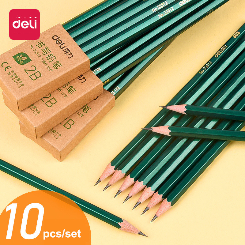 

Deli 10pcs/set Wooden Pencil HB 2B 2H Children's Drawing Sketch Examination Pencil Stationery Art Supplies
