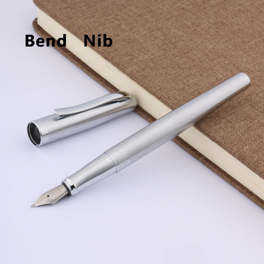 

Luxury Duke 209 Fountain Pen Stainless Steel Silver Bend 1.0MM Nib Business Stationary