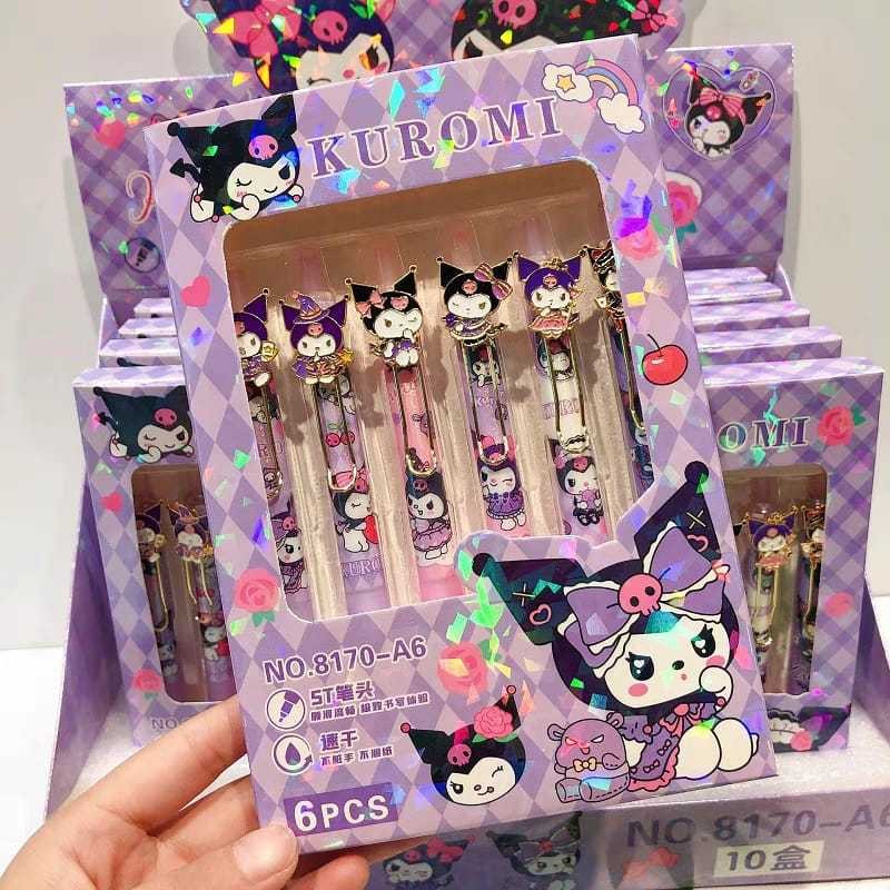 

Pulpen isi 6pcs Kuromi Melody Pochacco Cinnamoroll Pompompurin Hello Kitty