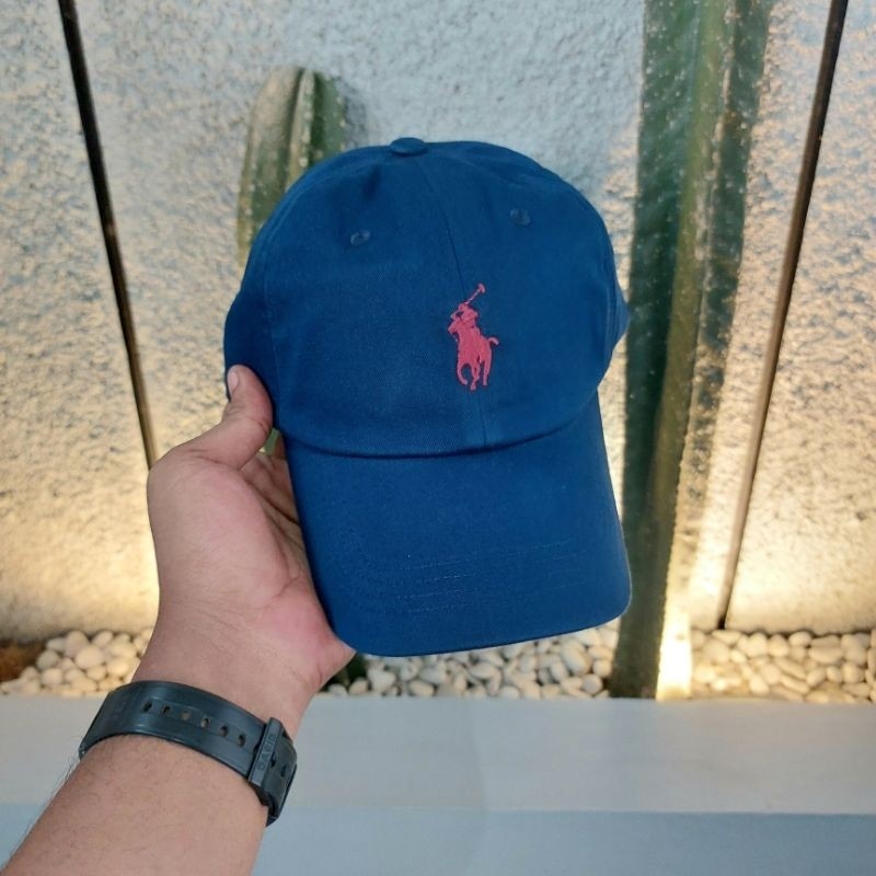 Termurah Caps/Topi Polo Strap Kain - Navy Logo Red - Original BNWT