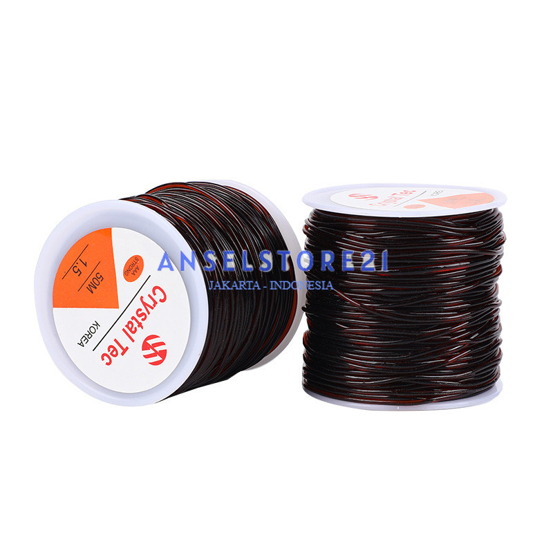 Tali Kristal Elastis Warna Kopi 0,6mm - Tali Karet DIY Gelang Manik-manik Buddha Handmade