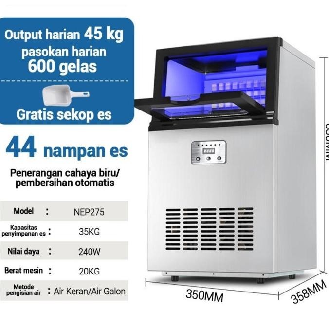 Mesin Es Batu Kristal Mesin Pembuat Es Batu 45kg Perhari kapasitas besar - 45KG / Hari