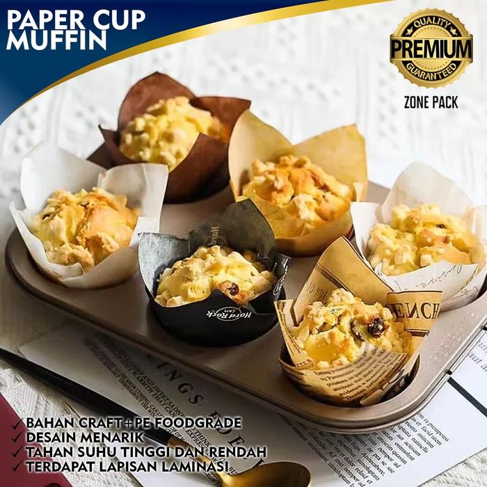 50 PCS Paper Cup Muffin |Kertas Minyak Muffin | Kertas Cup Cake Muffin | Alas Bolu Kukus - Coklat Po