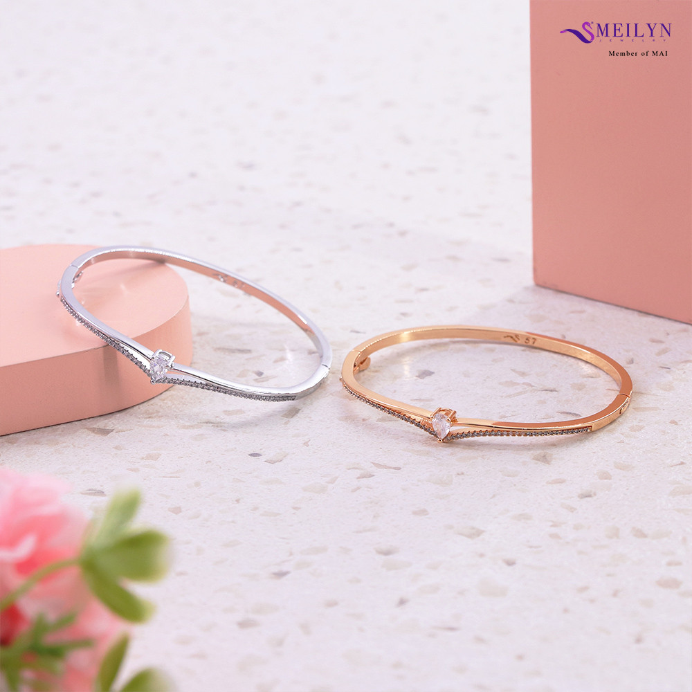 MEILYN Gelang Bangle Wanita Motif Gemma Permata V Tetes GG3 Fuji Baris Lapis Emas All Series