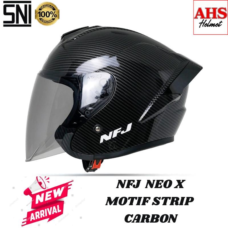 ALV / NFJ NEO X MOTIF CARBON STRIP HALF FACE SINGLE VISOR STANDART SNI PRIA WANITA