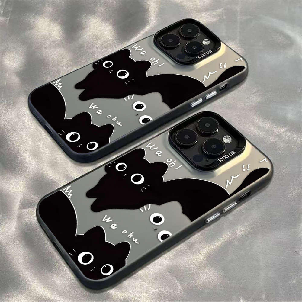 Black Cat Case Hp Untuk IPhone 11 12 13 14 15 16 Pro Max XR X XS Max 6 7 8 Plus XR XS Max X SE 2020 
