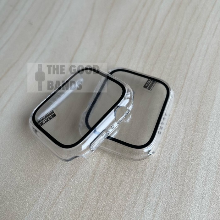 [[PROMO]] Case Apple Watch 7 45MM 41MM CLEAR Casing & Glass Full Cover TG Hard - CLEAR, 46MM Seri 10