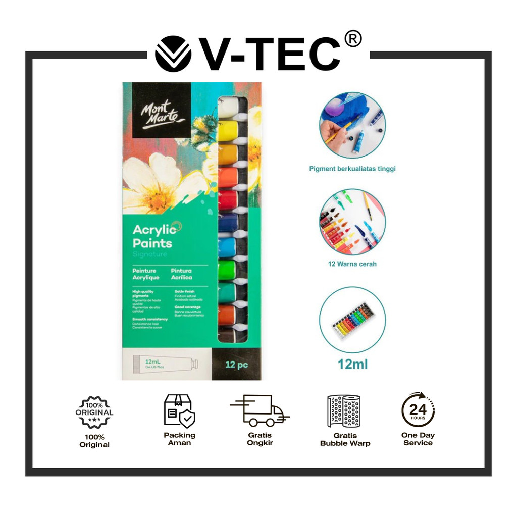 

MONT MARTE ACRYLIC PAINTS CAT ACRYLIC MENGGAMBAR 12PCS X 12ML (PMHS0026) PCS
