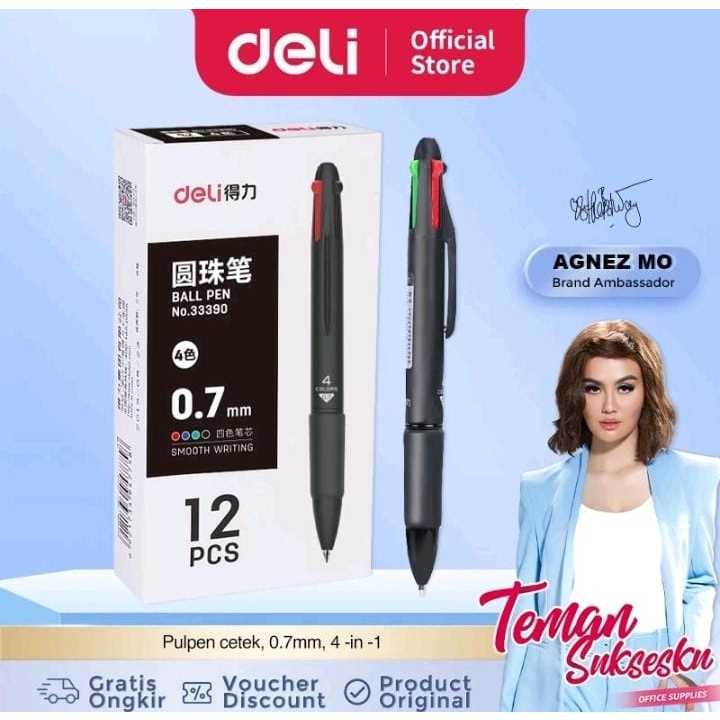 

Deli Pulpen cetek warna-warni 4 warna 0.7mm pulpen pelajar multifungsi 33390