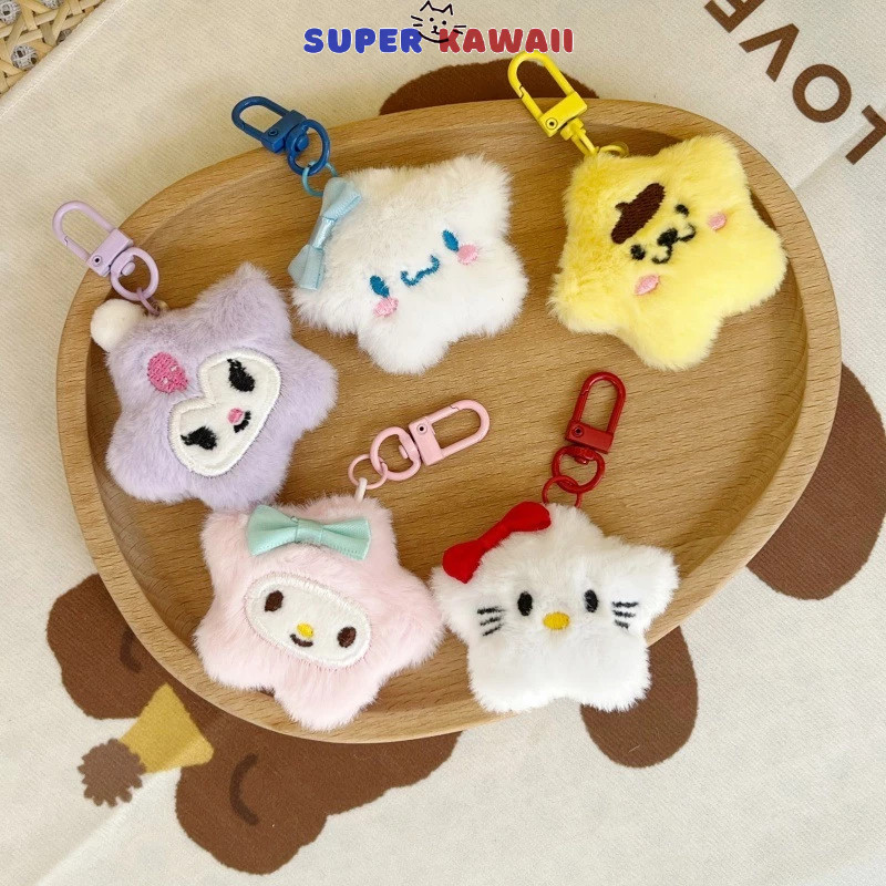 Bag Charm Doll Gantungan Kunci Keychain Boneka Kuromi  Melody Bintang | Gantungan Tas Boneka Lonceng