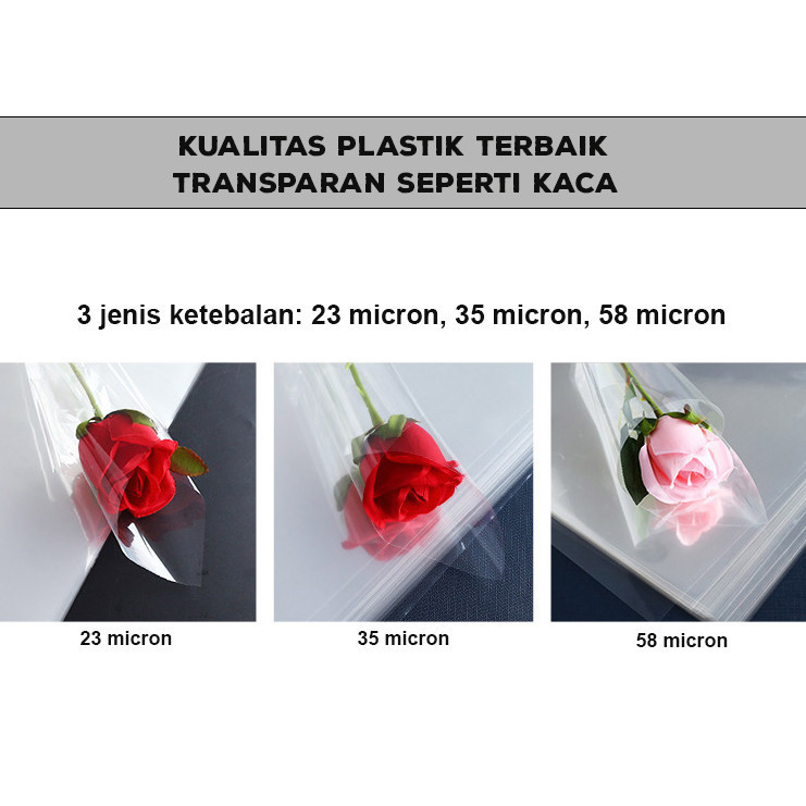 

RB 1Pack Plastik Buket Bunga Transparan Lembaran Besar Panjang Plastic Parcel Bening Polos Wrapping